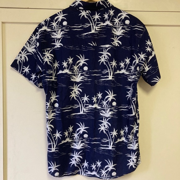 Eighth Avenue Blue & White Palm Print Cotton Button Down Shirt Men’s Size L - Picture 3 of 16